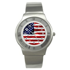 American Usa Flag Stainless Steel Watch by FunnyCow