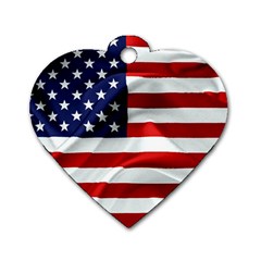 American Usa Flag Dog Tag Heart (one Side) by FunnyCow