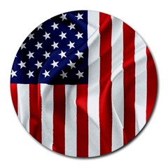 American Usa Flag Vertical Round Mousepads