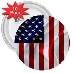 American Usa Flag Vertical 3  Buttons (10 Pack) 