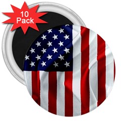 American Usa Flag Vertical 3  Magnets (10 Pack)  by FunnyCow