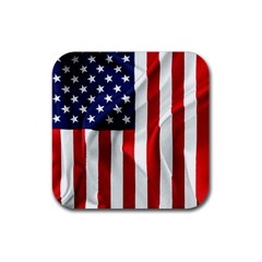 American Usa Flag Vertical Rubber Coaster (square)  by FunnyCow