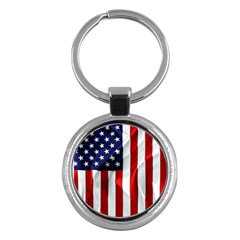 American Usa Flag Vertical Key Chains (round)  by FunnyCow