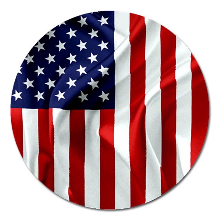 American Usa Flag Vertical Magnet 5  (Round)