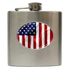 American Usa Flag Vertical Hip Flask (6 Oz) by FunnyCow