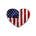 American Usa Flag Vertical Heart Coaster (4 pack)  Front