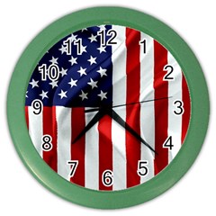 American Usa Flag Vertical Color Wall Clocks