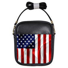 American Usa Flag Vertical Girls Sling Bags