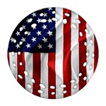 American Usa Flag Vertical Round Filigree Ornament (Two Sides) Front