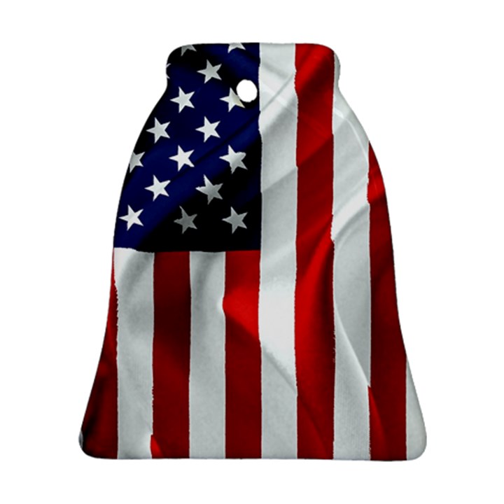 American Usa Flag Vertical Bell Ornament (Two Sides)