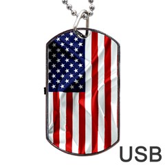 American Usa Flag Vertical Dog Tag Usb Flash (two Sides) by FunnyCow