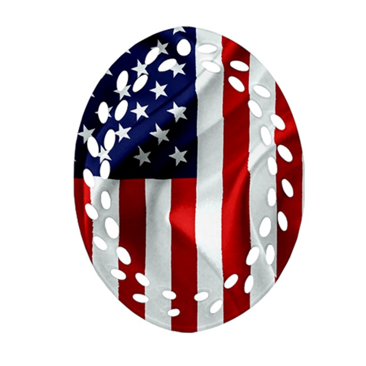 American Usa Flag Vertical Ornament (Oval Filigree)