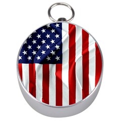 American Usa Flag Vertical Silver Compasses