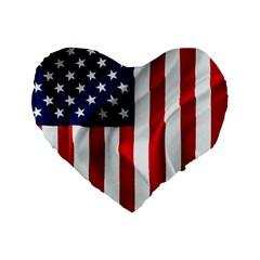 American Usa Flag Vertical Standard 16  Premium Flano Heart Shape Cushions