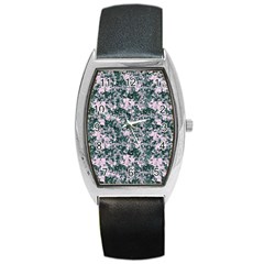 Floral Collage Pattern Barrel Style Metal Watch by dflcprints