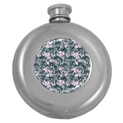 Floral Collage Pattern Round Hip Flask (5 Oz) by dflcprints