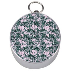 Floral Collage Pattern Silver Compasses