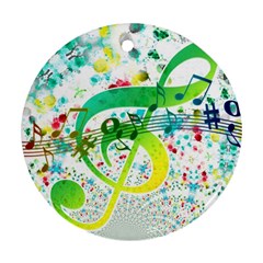 Points Circle Music Pattern Round Ornament (two Sides)