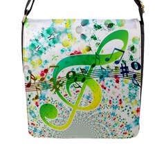 Points Circle Music Pattern Flap Messenger Bag (l)  by Nexatart