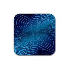 Blue Background Brush Particles Wave Rubber Coaster (square)  by Nexatart