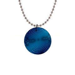 Blue Background Brush Particles Wave Button Necklaces