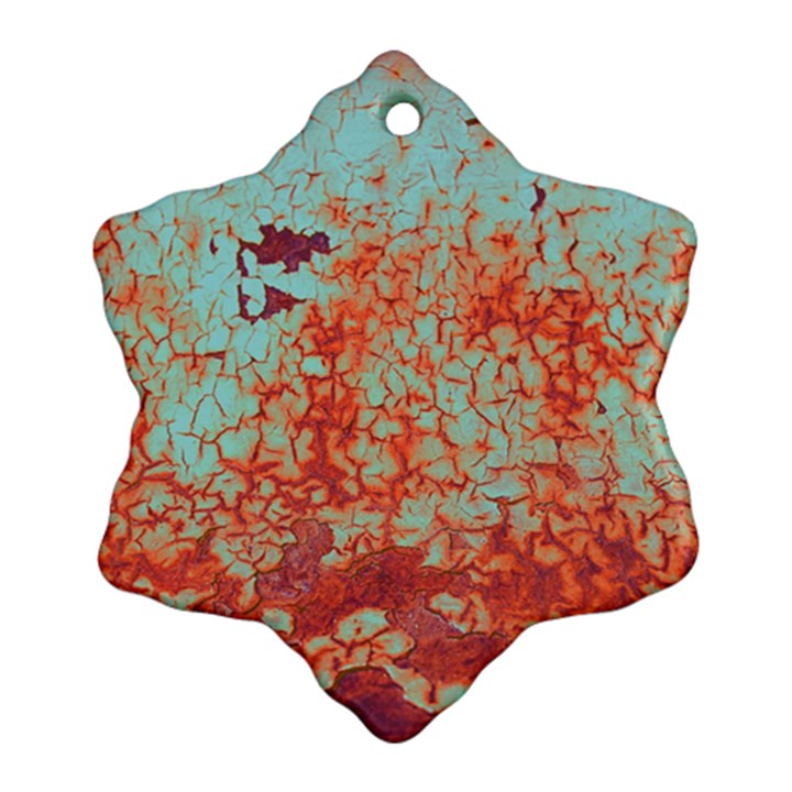 Orange Blue Rust Colorful Texture Snowflake Ornament (Two Sides)