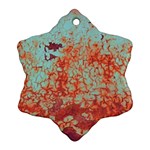 Orange Blue Rust Colorful Texture Snowflake Ornament (Two Sides) Back