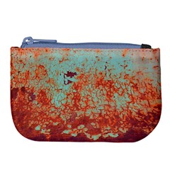 Orange Blue Rust Colorful Texture Large Coin Purse by Nexatart