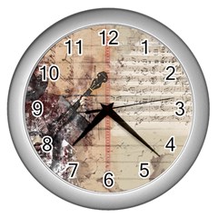 Art Collage Design Colorful Color Wall Clocks (silver) 