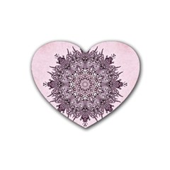 Mandala Pattern Fractal Heart Coaster (4 Pack)  by Nexatart