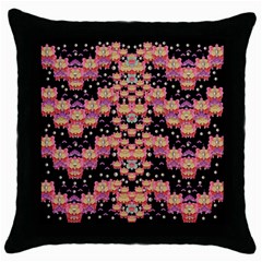 Fantasy Flower Ribbon And Happy Florals Festive Throw Pillow Case (black) by pepitasart