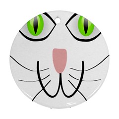 Cat Green Eyes Happy Animal Pet Round Ornament (two Sides) by Sapixe