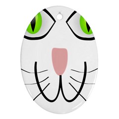 Cat Green Eyes Happy Animal Pet Oval Ornament (two Sides) by Sapixe