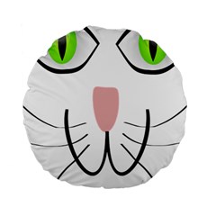 Cat Green Eyes Happy Animal Pet Standard 15  Premium Round Cushions