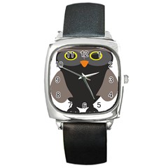 Sowa Owls Bird Wild Birds Pen Square Metal Watch