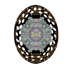 Butterflies And Flowers A In Romantic Universe Ornament (oval Filigree) by pepitasart