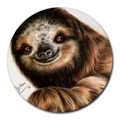 Sloth Smiles Round Mousepads by ArtByThree