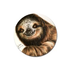 Sloth Smiles Magnet 3  (round) by ArtByThree