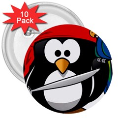 Penguin Pirate Tux Animal Bandana 3  Buttons (10 Pack)  by Sapixe