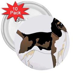 Black White Dog Beagle Pet Animal 3  Buttons (10 Pack) 