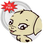 Doggy Dog Puppy Animal Pet Figure 3  Buttons (10 pack)  Front