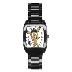 Animal Canine Cartoon Dog Pet Stainless Steel Barrel Watch by Sapixe