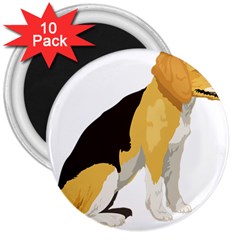 Black Yellow Dog Beagle Pet 3  Magnets (10 Pack) 