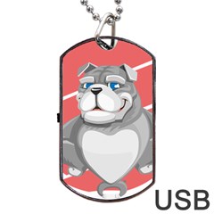 Bulldog Dog Animal Pet Heart Fur Dog Tag Usb Flash (two Sides)