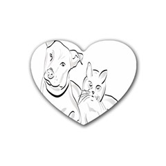 Dog Cat Pet Silhouette Animal Heart Coaster (4 Pack)  by Sapixe