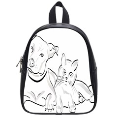 Dog Cat Pet Silhouette Animal School Bag (small) by Sapixe