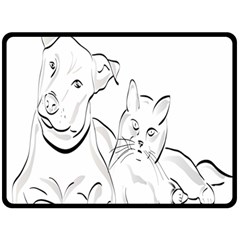 Dog Cat Pet Silhouette Animal Double Sided Fleece Blanket (large) 