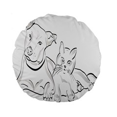 Dog Cat Pet Silhouette Animal Standard 15  Premium Flano Round Cushions by Sapixe