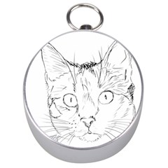 Cat Feline Animal Pet Silver Compasses by Sapixe