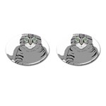 Cat Kitty Gray Tiger Tabby Pet Cufflinks (Oval) Front(Pair)